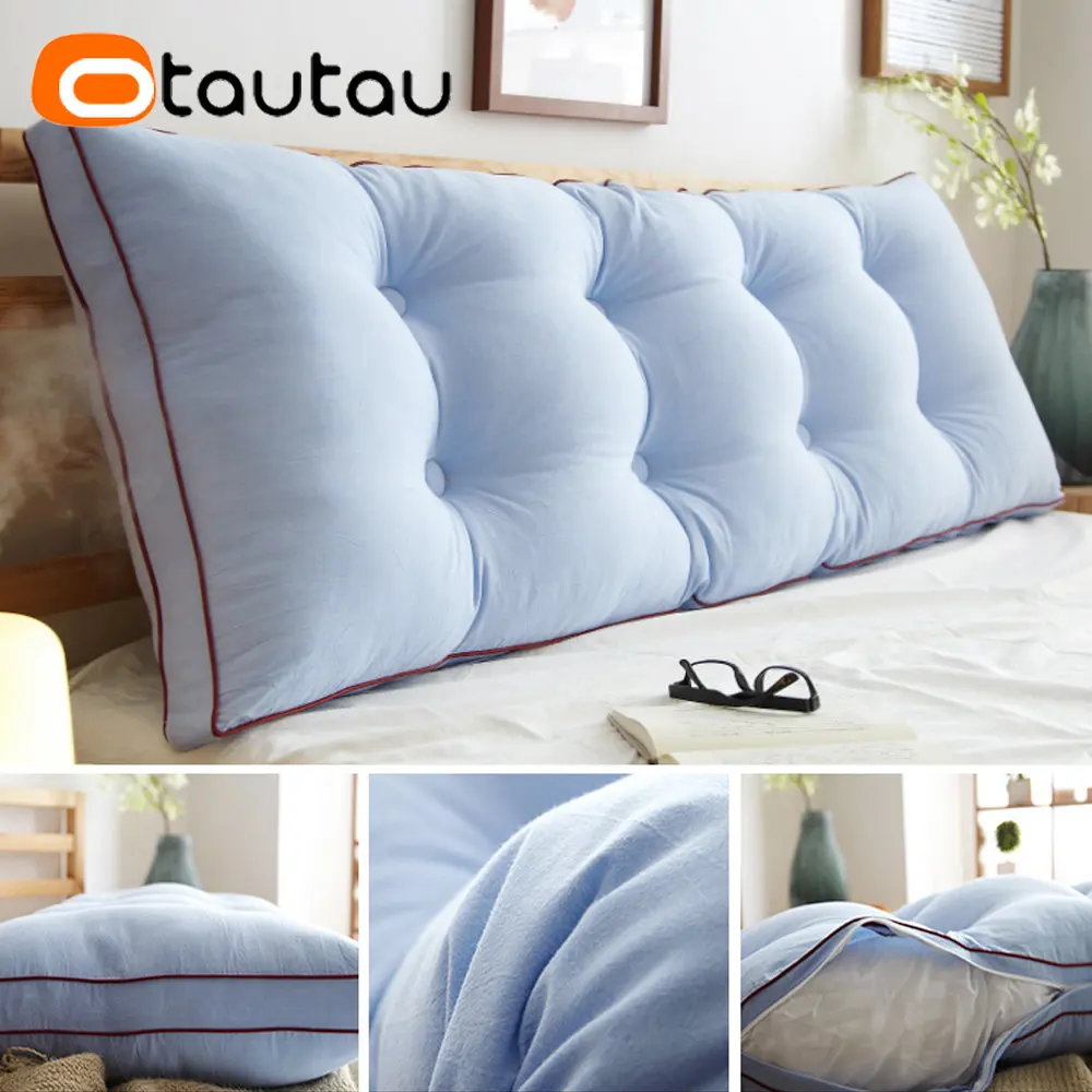 OTAUTAU 100% 순수 코튼 침대 쿠션(필링 헤드보드 시트 백 쿠션 등받이 롱 바디 베개 홈 장식 세탁 가능)