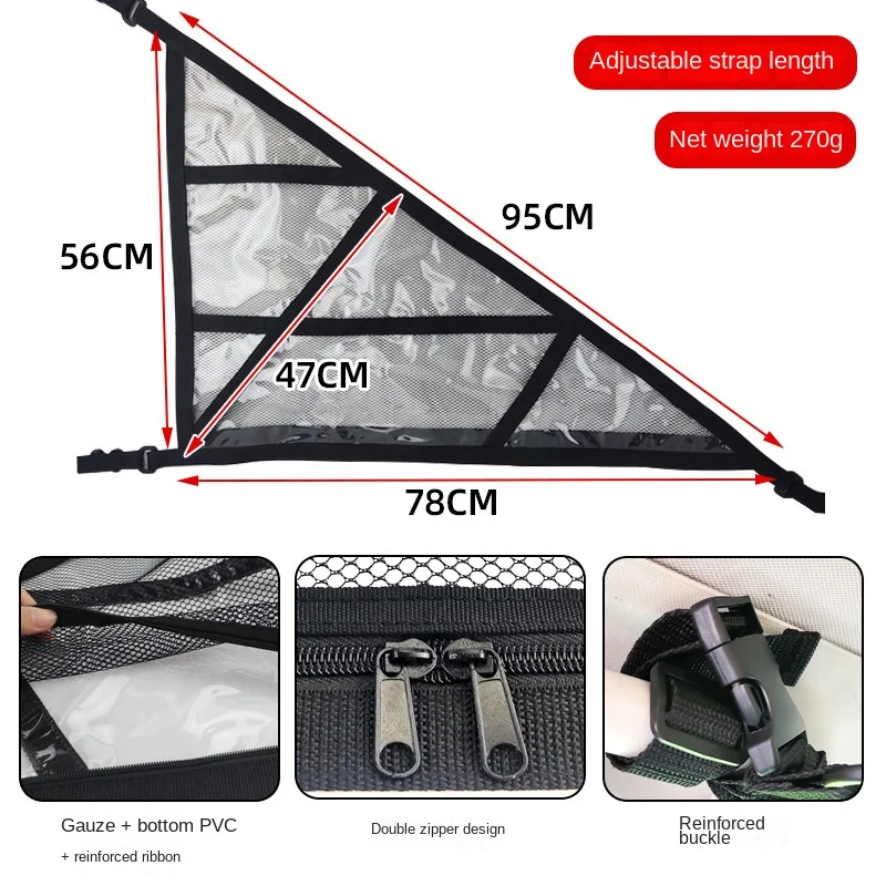 Upgrade Car Ceiling Cargo Net Pocket, Car Roof Storage Organizer,Truck SUV Travel Long Road Trip Camping For 3-handle models