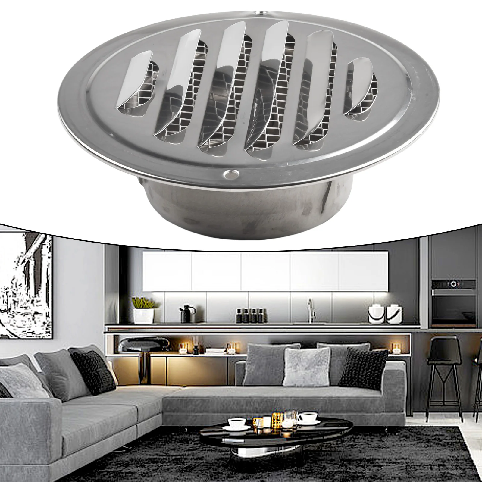 

Round Stainless Steel Vent Grille Exterior Wall Duct Ventilation Tool Exhaust Grille Cover Promote Air Circulation70-300mm