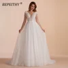 BEPEITHY Customized Scoop Long Sleeves Beading Bodice Wedding Dresses 2023 For Women Bride A Line Floor Length Bridal Party Gown 1
