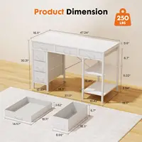 47-Inch Computer Desk with 6 Drawers and Storage Shelves, Home Office Gaming Study Table for Bedroom Living Room 3