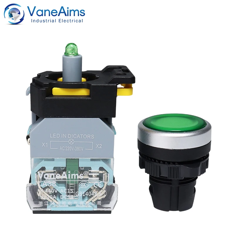 VaneAims öƽ LED Ʈ Ǫ ư ġ,  Ī ON/OFF  ġ, ǹ , 22mm FXB38, 10A, 12V, 220V