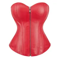 Corset en Faux Cuir pour Femme, Bustier Sexy, Surbuste, Fermeture Éclair, Entraîneur de Taille, Corselet Vintage, Haut Cintré 1