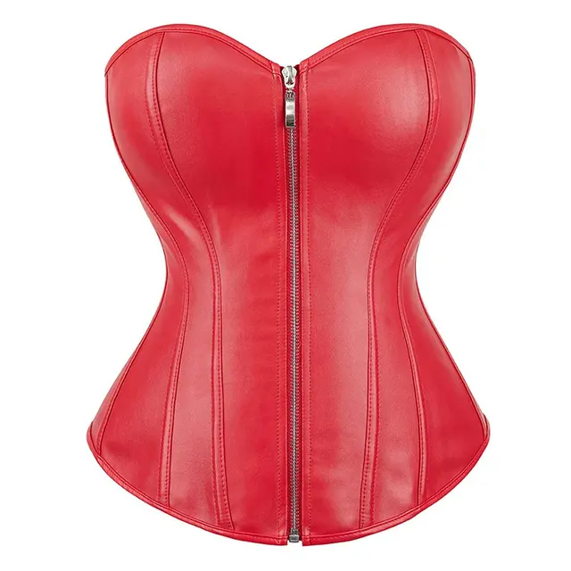 Corset en Faux Cuir pour Femme, Bustier Sexy, Surbuste, Fermeture Éclair, Entraîneur de Taille, Corselet Vintage, Haut Cintré 1