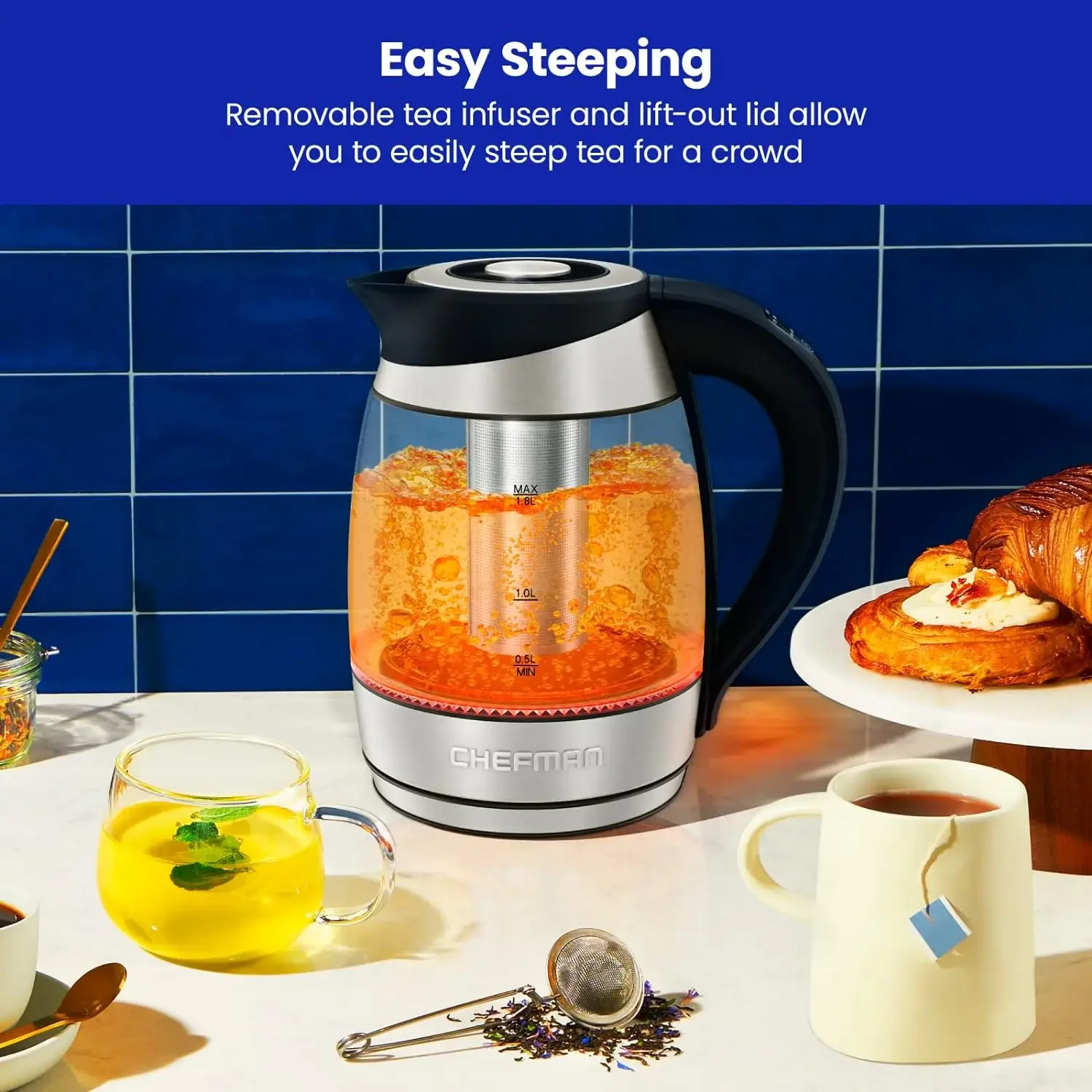 NEW Electric Kettle with Temperature Control, 5 Presets LED Indicator Lights, Removable Tea Infuser 360° Swivel Base, 3