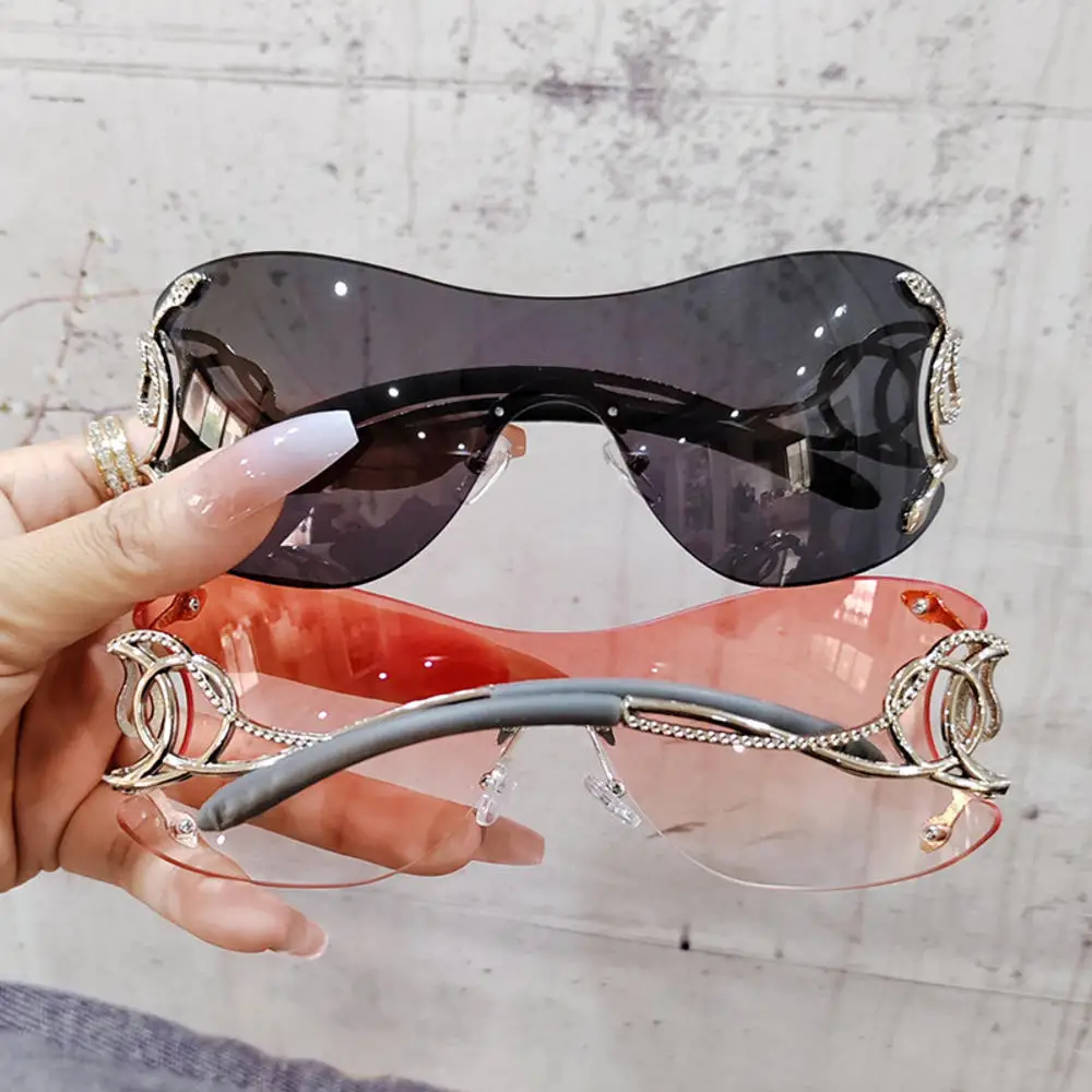 2023 New Y2K Fashion Punk Rimless Goggle Sunglasses Women Sexy Snake Sun Glasses Female Mirror Shades Outdoor Oculos De Sol