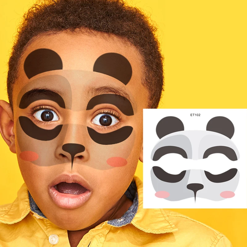

Cute Cartoon Animal Face Stickers Temporary Tattoos for Kids Panda Festival Party Face Decor Eye Decals Freckles Concealer