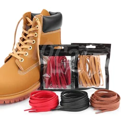 1 Pair Waxed Cotton Shoelaces Leather Waterproof Flat Shoe Laces Unisex Boots Shoelace Casual Sneaker Shoelace Shoes Accessories
