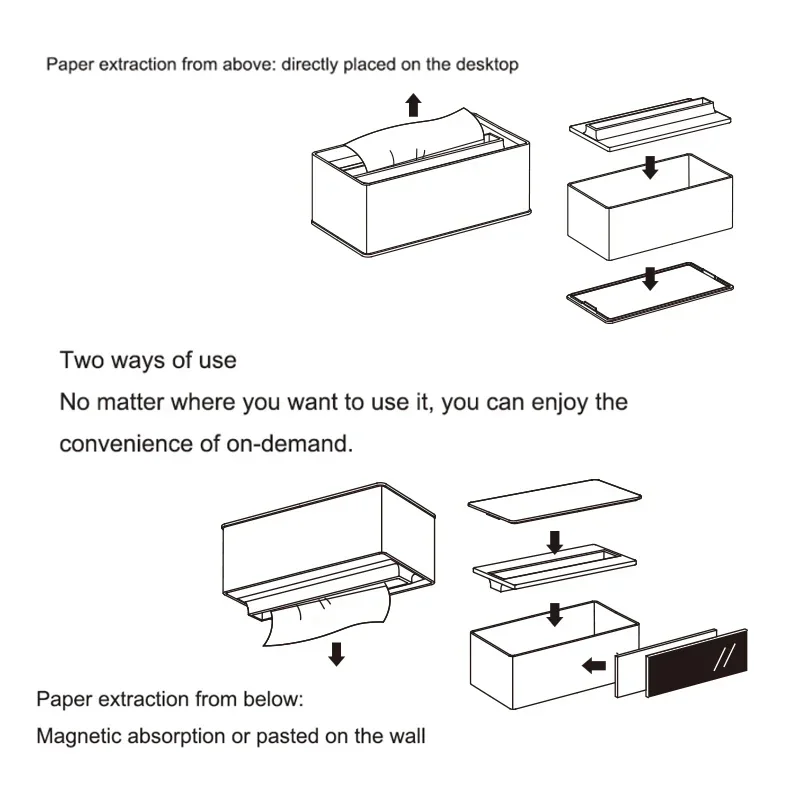 SHIMOYAMA Plastic Tissue Box Magnetic Suction Wall-mounted Toilet Paper Case Car Kitchen Home Desktop Napkin Storage Holder 3