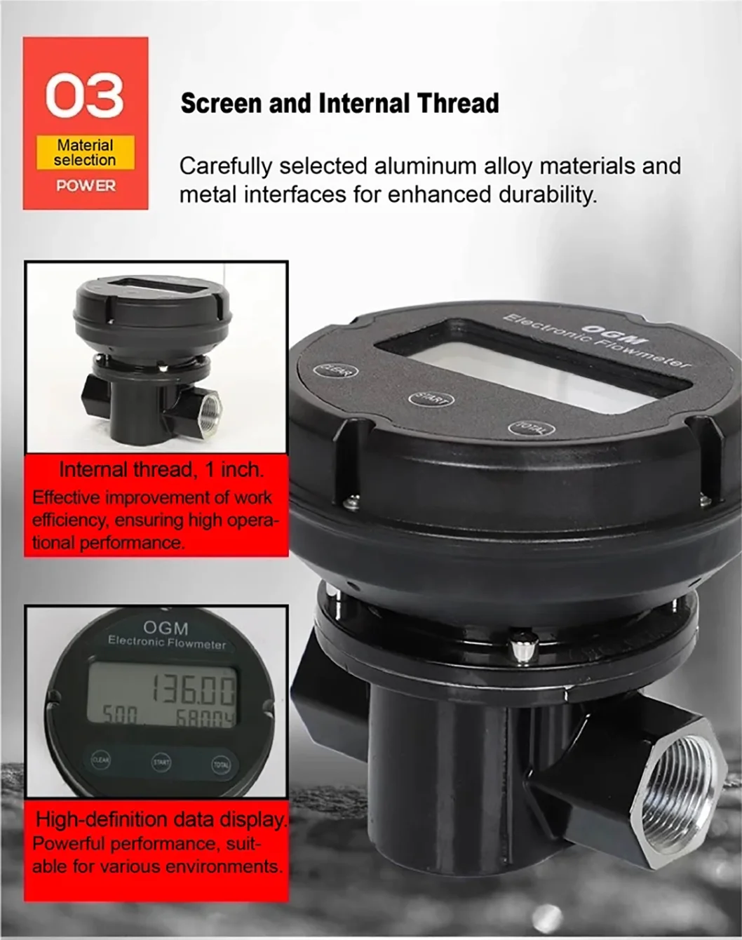OGM Digital Oval Gear Flow Meter 1inch High Precision Electronic Fuel Diesel Pet