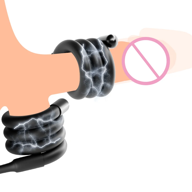 Electro Sex/Stimulation Insertable Vaginal Ring/Anal Butt Plug,E-stim Penis Ring and Testicles Band,Electric Stimulator BDSM Toy
