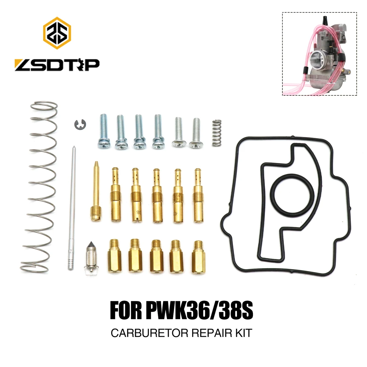 ZSDTRP PWK 36S(AG) PWK 38S(AG) Zestaw naprawczy gaźnika z uszczelkami sprężynowymi Śruba mieszanki igły dyszy jałowej dla 250EXC YZ125 150SX/XC