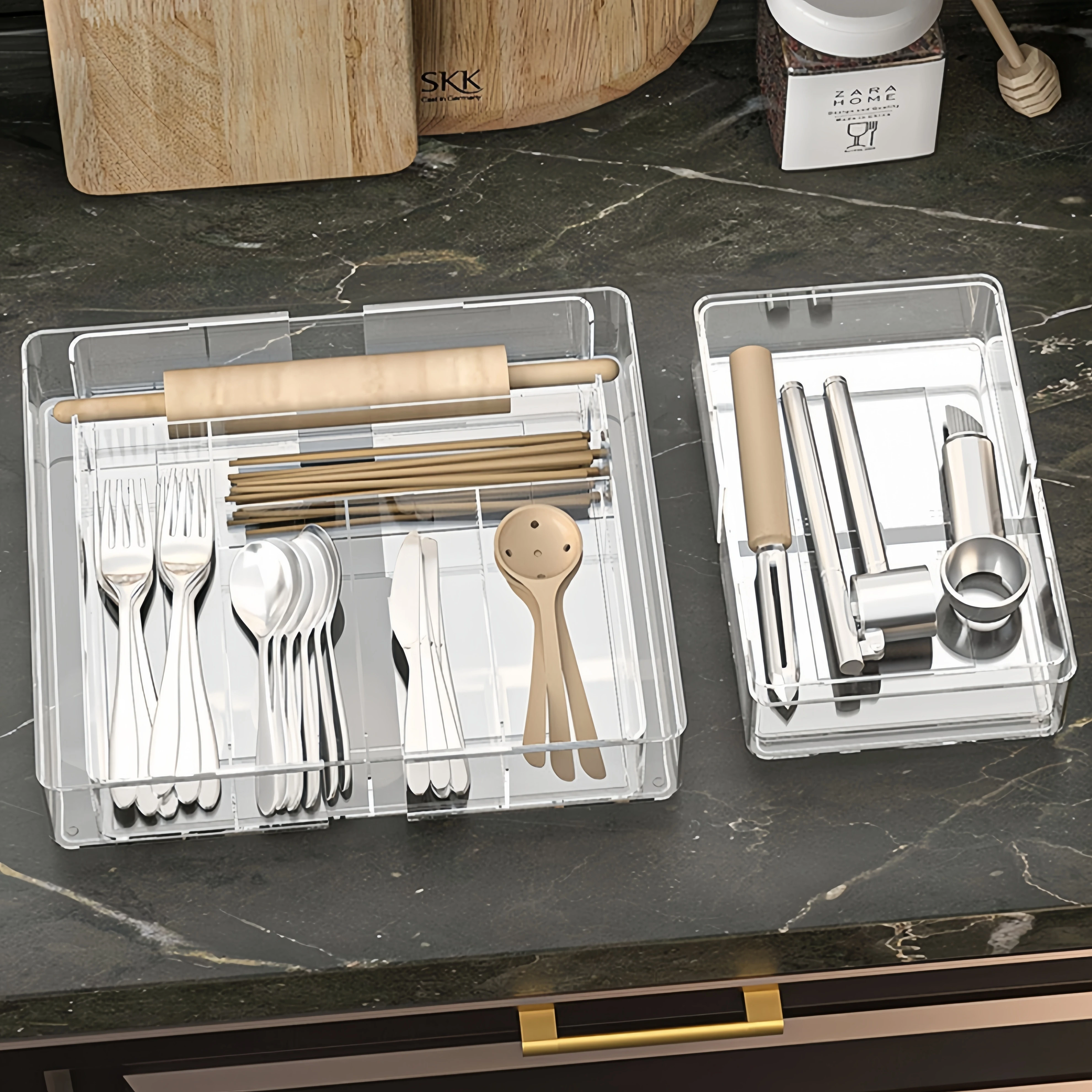 Kitchen Silverware Drawer Organizer Expandable Utensil Tray Adjustable for Spoons Forks Knives Flatware and Cutlery Organizer 3