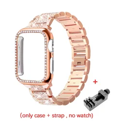 Elegant Women's Bracelet - Style Chain Strap with Metal Band - 44mm Series 6 5 4 SE (Rose Gold)