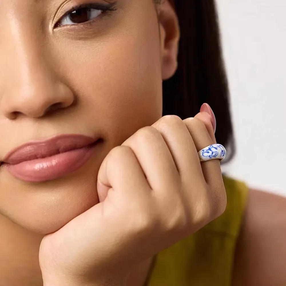 Waterproof Stainless Steel Sparkle Zircon Wedding Ring for Women 18K Gold Plated Two-tone Double-layer Finger Rings Chic Jewelry