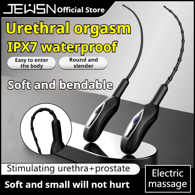 JEUSN Male Urethral Vibrator Soft Silicone Urethral Dilator set Catheter Penis Plug Sounding Horse Eye Stimulation for probe man