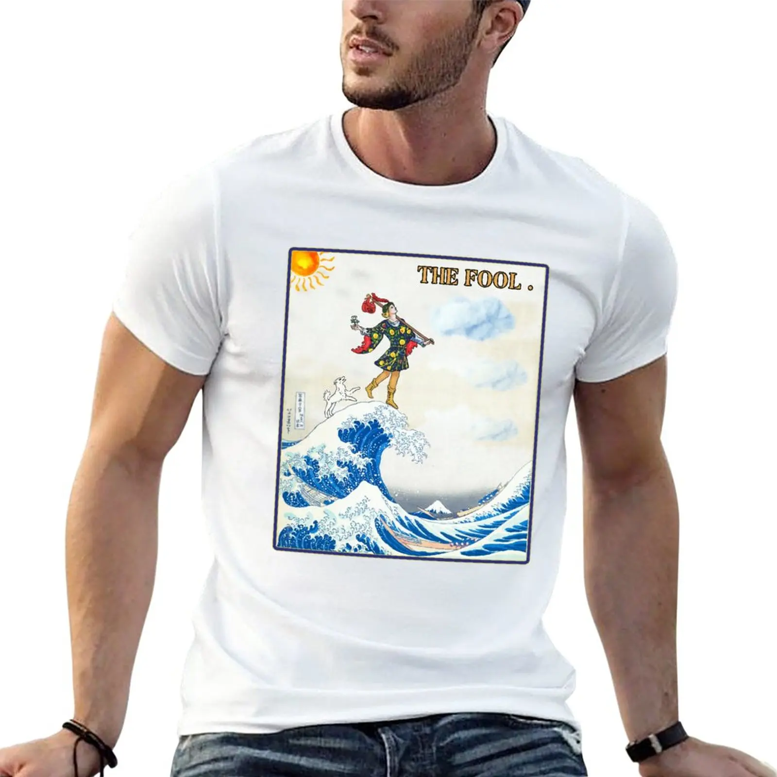 New Great Wave Off Kanagawa The Fool Tarot T-Shirt Vintage T Shirt Tee Shirt Mens T-Shirt Pack