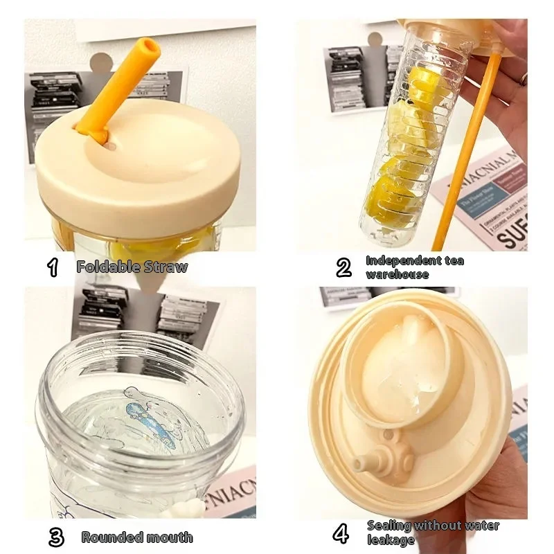 High Appearance Korean Version Straw Cup for Students, Simple and Anti Drop Plastic Portable and Easy To Use Juice Cup