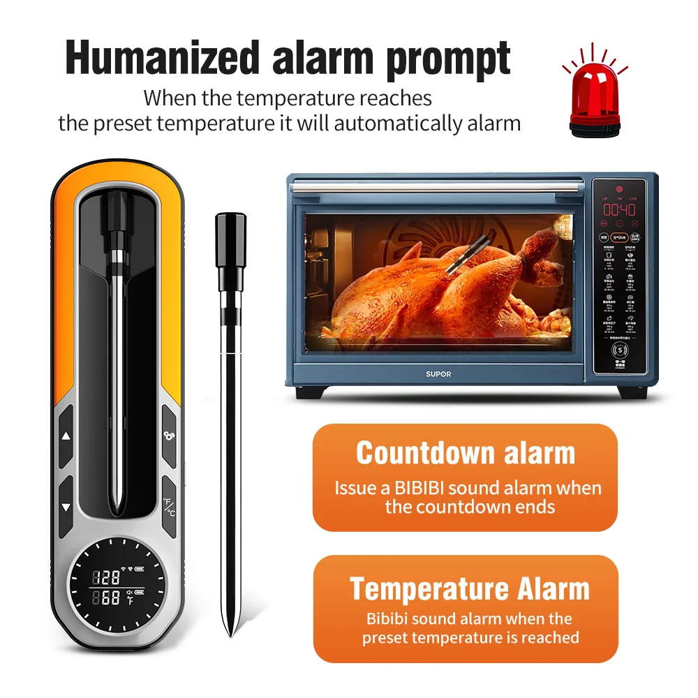 Wireless Bluetooth Meat Thermometer Digital Meat Thermometer Probe with APP LCD Screen Real-time monitoring for BBQ Oven Smoker 4