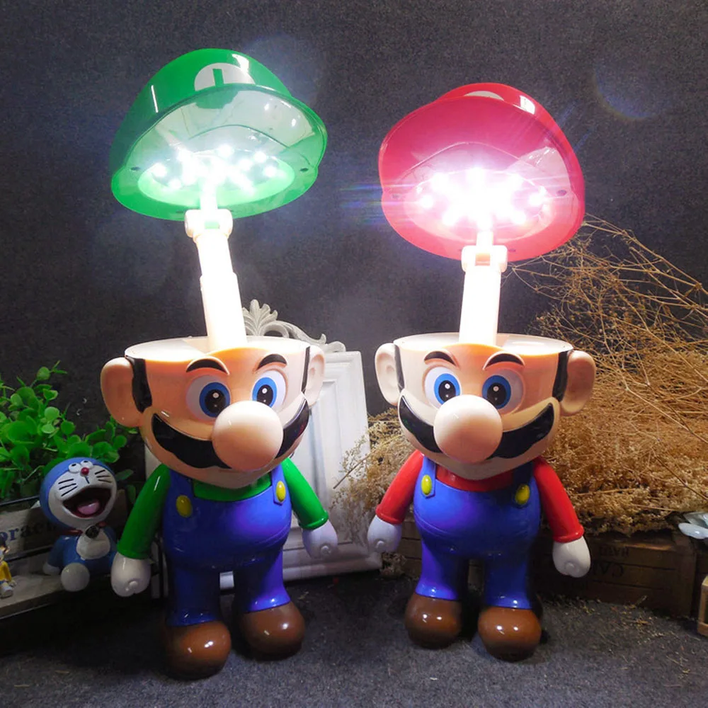 슈퍼 마리오 브라더스 피규어 LED 물음표 브릭 야간 조명, USB 충전 애니메이션 책상 램프, 조각상 장식 조명, 생일 선물