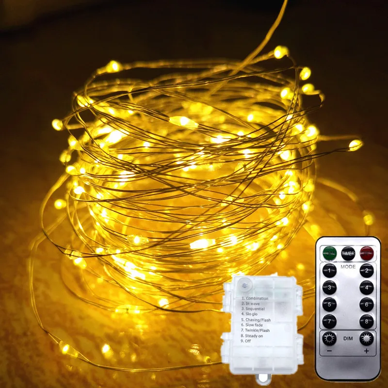 

Party Fairy Lamp Christmas Decoration Remote Control Waterproof Battery Box Lamp Wedding Holiday LED Copper Wire String Lights