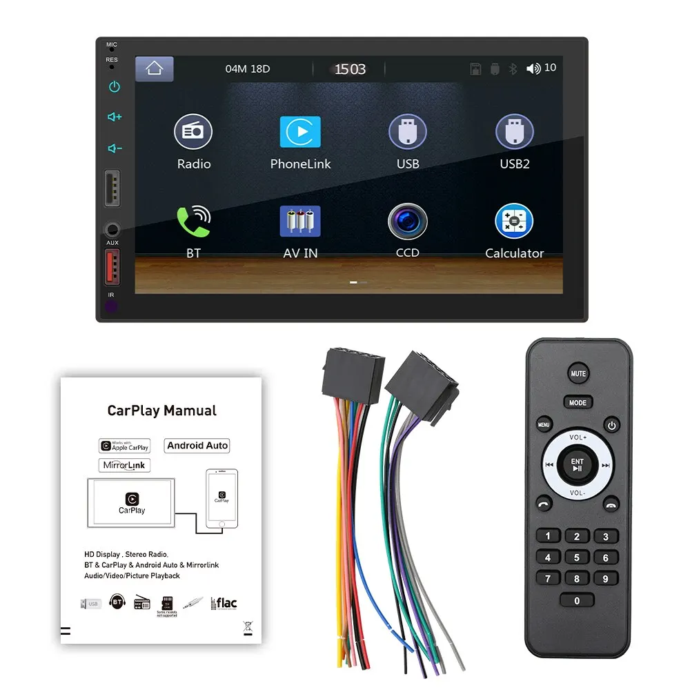 7 Inch Car Multimedia Player Carplay Android Auto HD Display