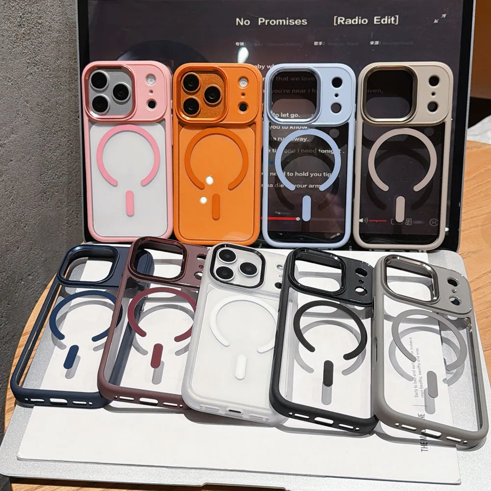 Luxury HD Transparent Shockproof Bumper Case with Magsafe-Compatible Charge Back Cover