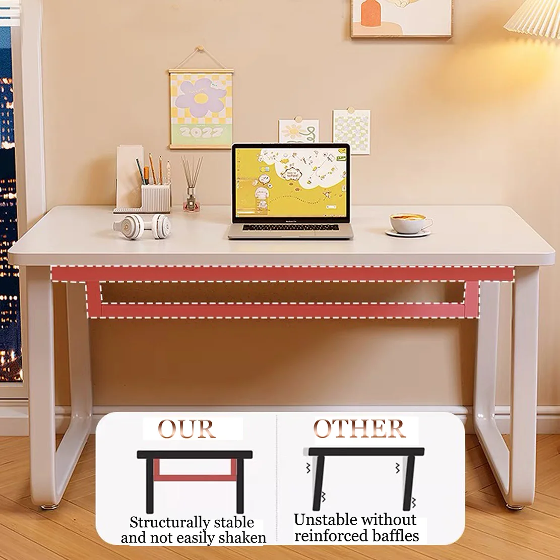 Computer Desk Modern Simple Style Desk for Home Office, 39.3 inch White Small Writing Table Study Corner Work Desk for Bedroom 2