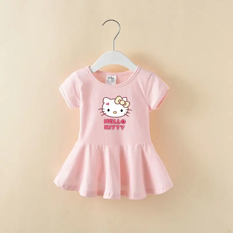 thumbnail image 1 of Nuevos vestidos Kawaii Sanrio Y2K de algodón para niños, Vestido corto de dibujos animados de Hello Kitty, Vestido de manga corta de verano, bonito abrigo para niños, regalo de Chica de Anime, 1 of 5
