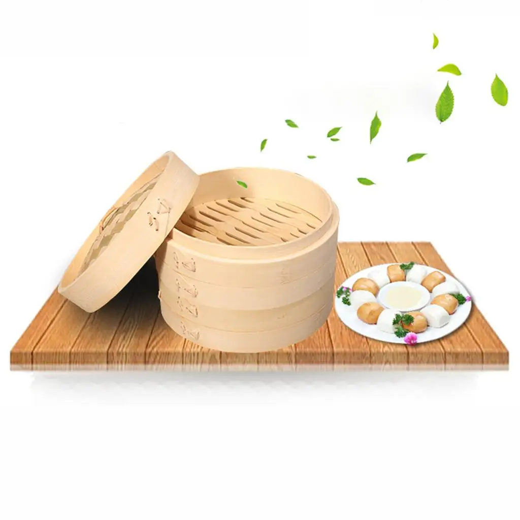 Bamboo Steamer Basket Chinese Cooking Food Cooker 15cm 18cm , 18cm 5
