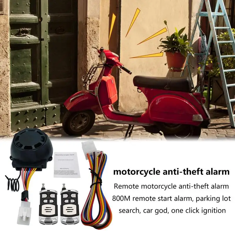 Scooter Alarm Anti-Theft Alarm With Remote Control Vehicle Alert Device Waterproof Security System Motorcycle Accessories