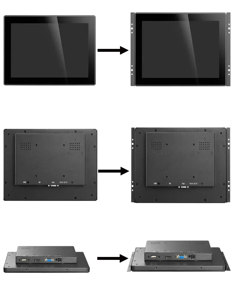 고휘도 1000니트 11.6인치 1920*1080 정전식 터치 오픈 프레임 산업용 방수 디스플레이 (VGA HDMI USB 지원)
