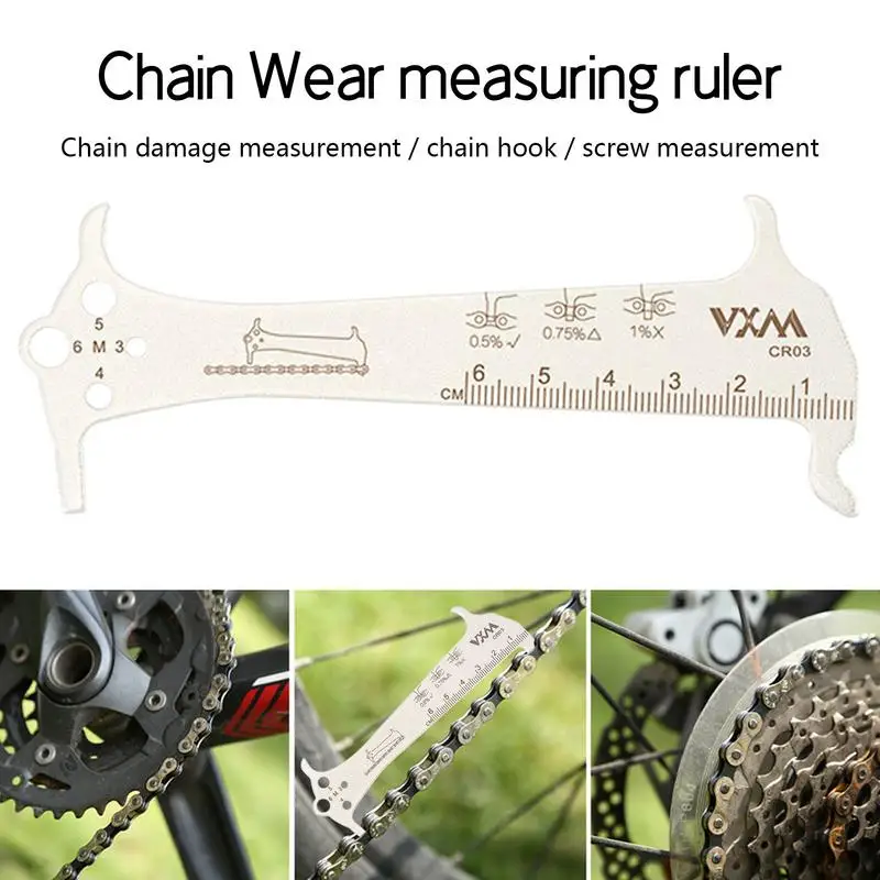 Bike Chain Wear Indicator Safe and High Hardness Tool Kits Cost Saving Tool Kits Chain Measuring Ruler Bike Chain Wear Indicator