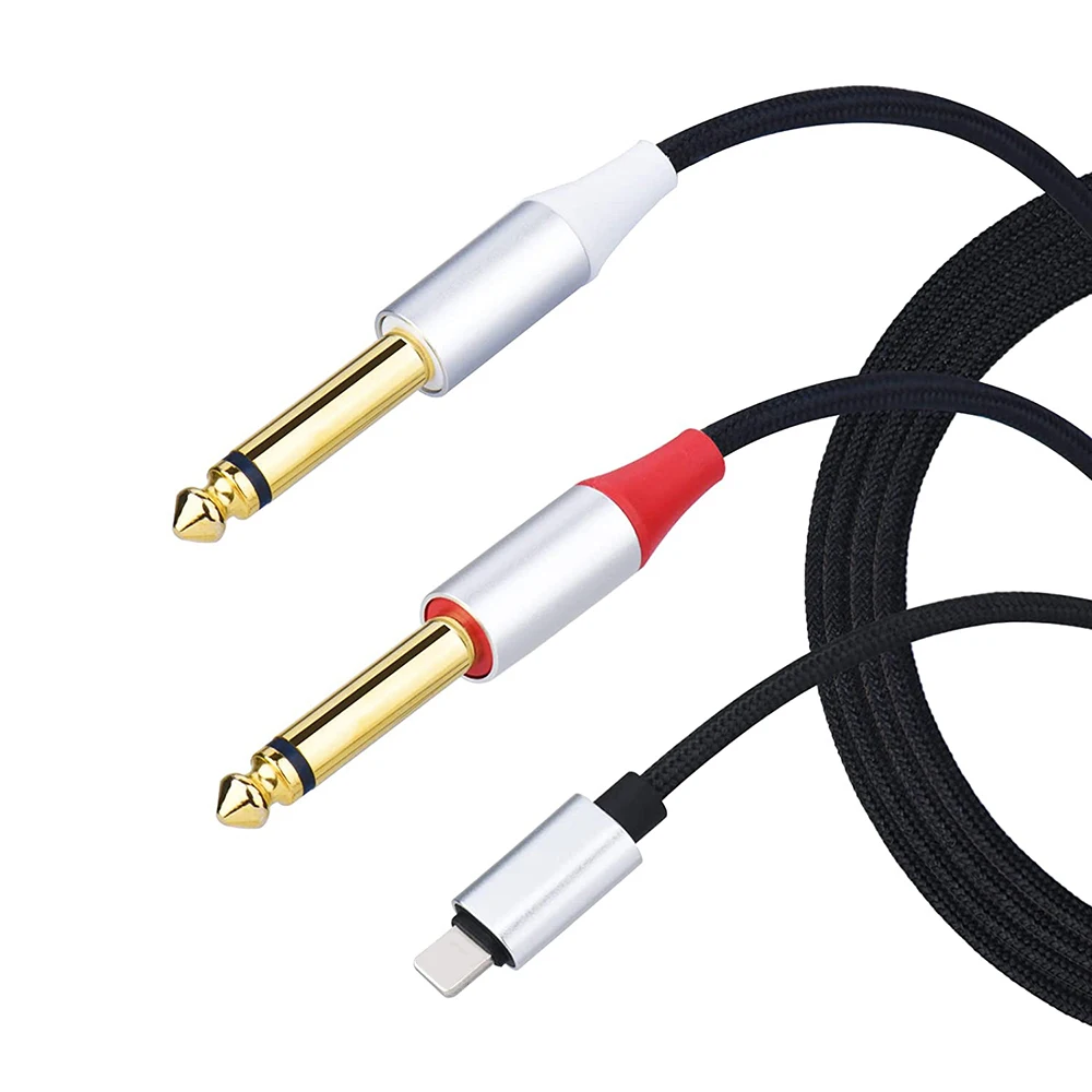 

For Ios 8Pin To Dual 1/4 Inch 6.35mm Mono Y Splitter Stereo Audio Cable for Speaker Mixer Compatible With Ipad/Phone7 And Above