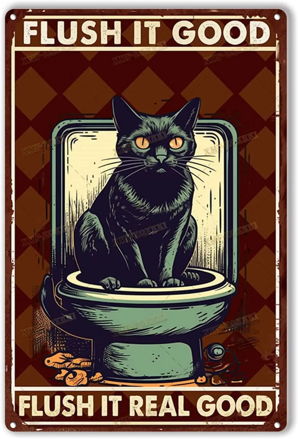 

Жестяной знак Flush It Good Flush It Real Good забавная ванная черная кошка для украшения дома 8x12 дюймов