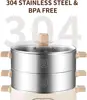Electric Food Steamer for Cooking, 2-Tier Stainless Steel Vegetable & Food Steamers, 15L Large Capacity, 5
