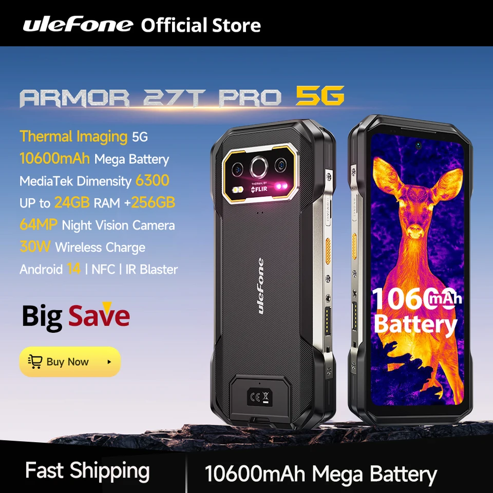 Ulefone Armor 27T Pro 5G Rugged Phone 10600mAh Android 14