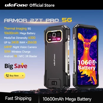 Ulefone Armor 27T Pro 5G Rugged Phone 10600mAh Android 14 Smartphone 50MP+64MP Night Camera 6.78 1