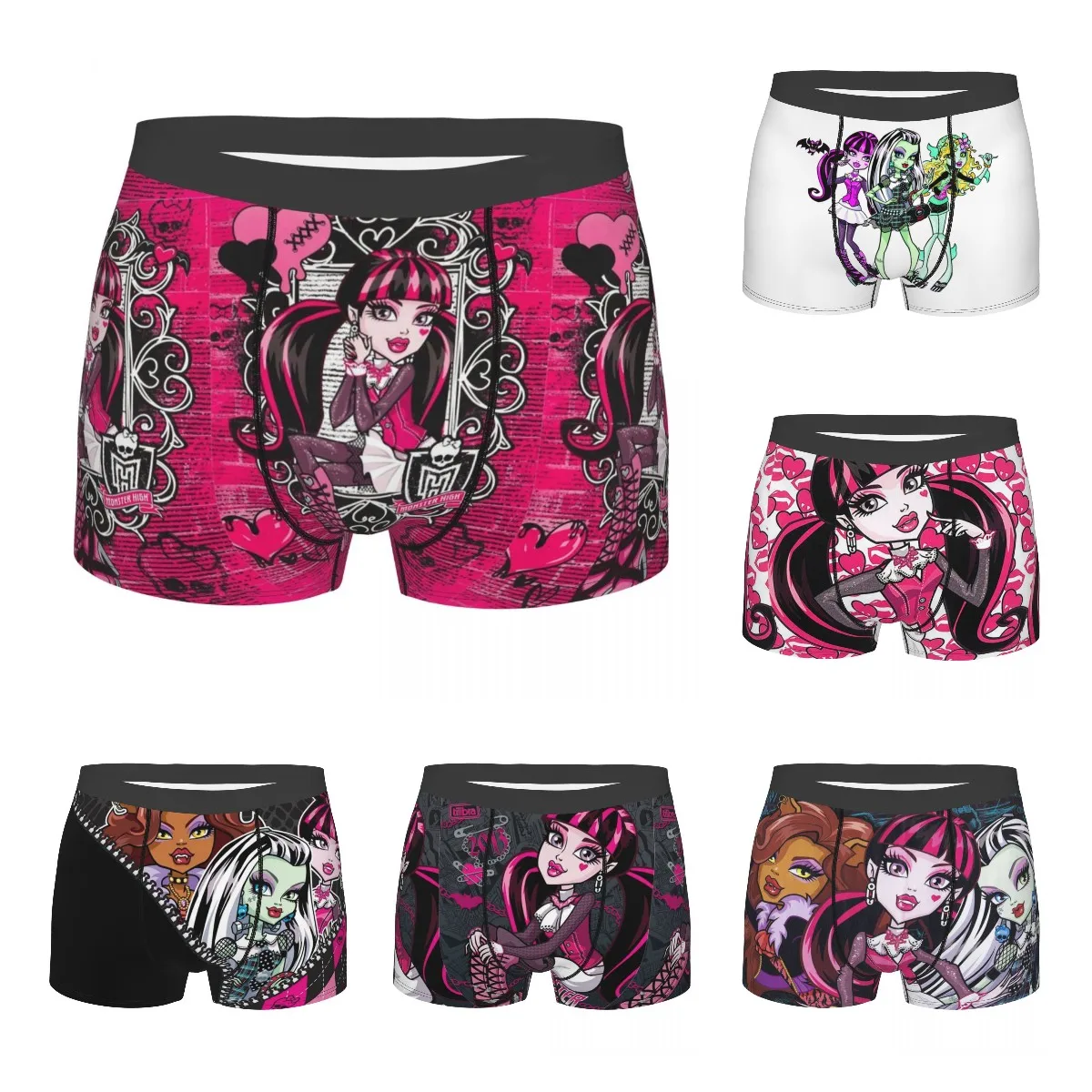 Cartoon Men Draculaura Poster Underwear Monster High Fashion Boxer Slip Shorts Mutandine Mutande Morbide Maschili Plus Size Print