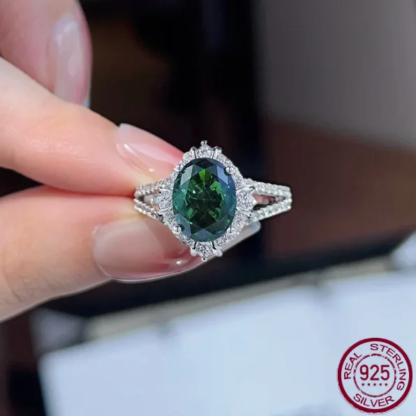 

Кольцо из серебра S925 пробы с изумрудом 7*9, элегантное и высококачественное, простое и элегантное, модное и Универсальное кольцо, ювелирные изделия для женщин