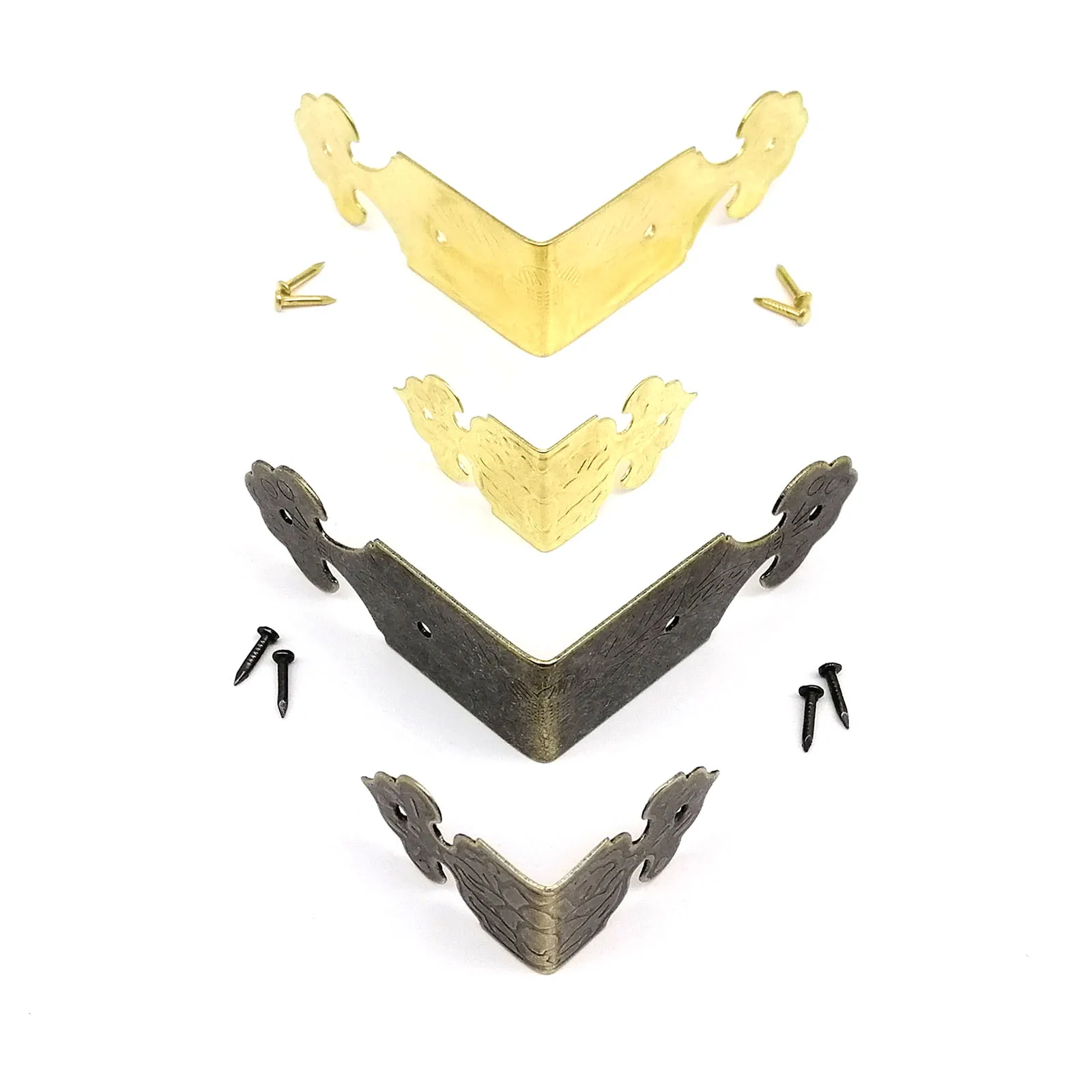 12pcs DIY Decor Metal Corner Protector Edge Cover for Jewelry Chest Wine Gift Box Wooden Case Table Desk Bronze Golden with Nail furniture corner protector decorative corner cover