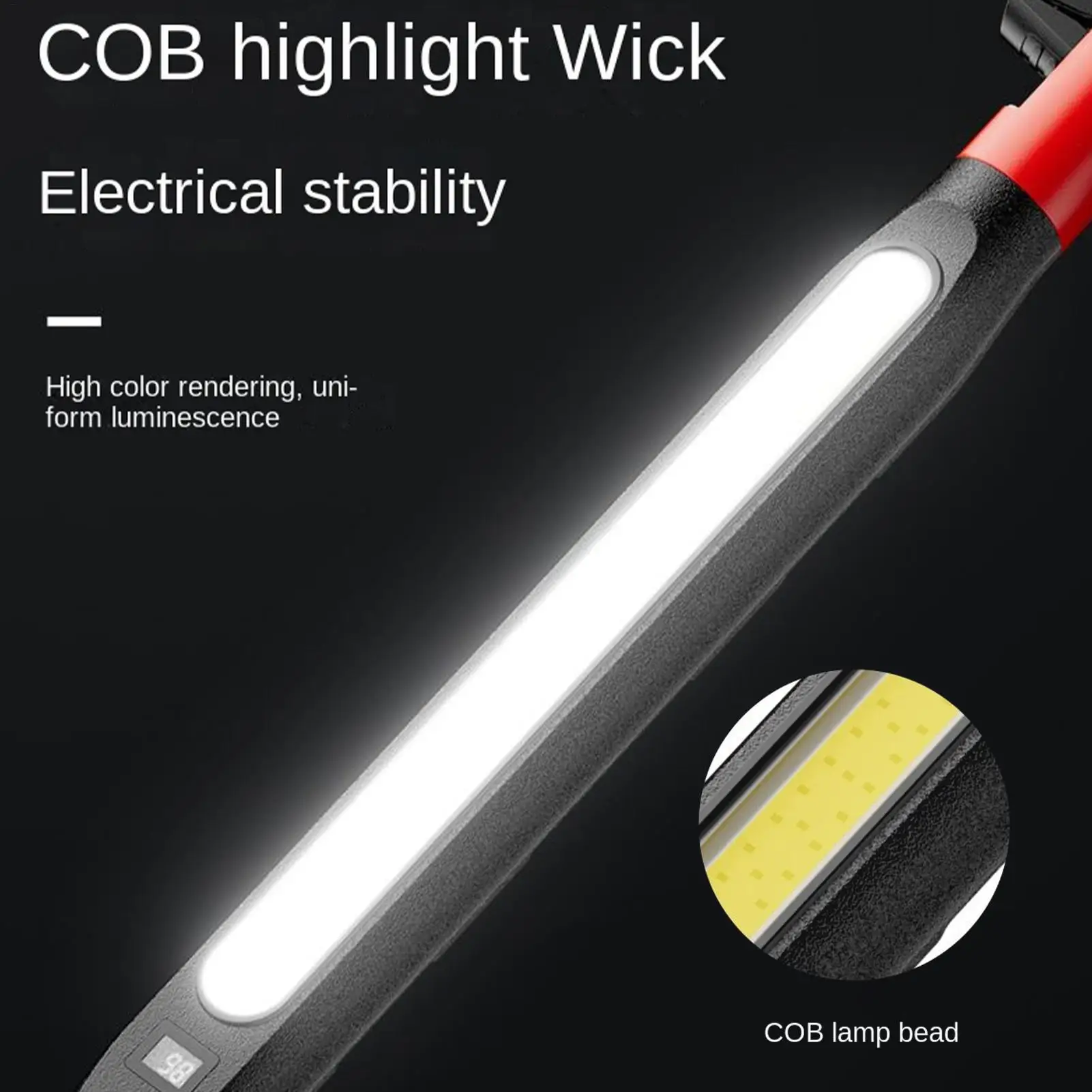 Rechargeable 4-Mode Magnetic Work Light with Hooks for Hands-Free Use in Car Repair and Workshops