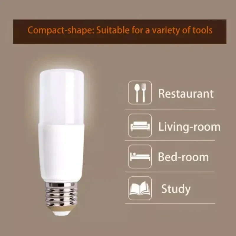 5PCS E27 LED Stick LED Bulb 5W 10W 15W 20W 220V 6500K 3000K light Effect Light Bulb White Lampu Lighting Home 90% Energy Saving