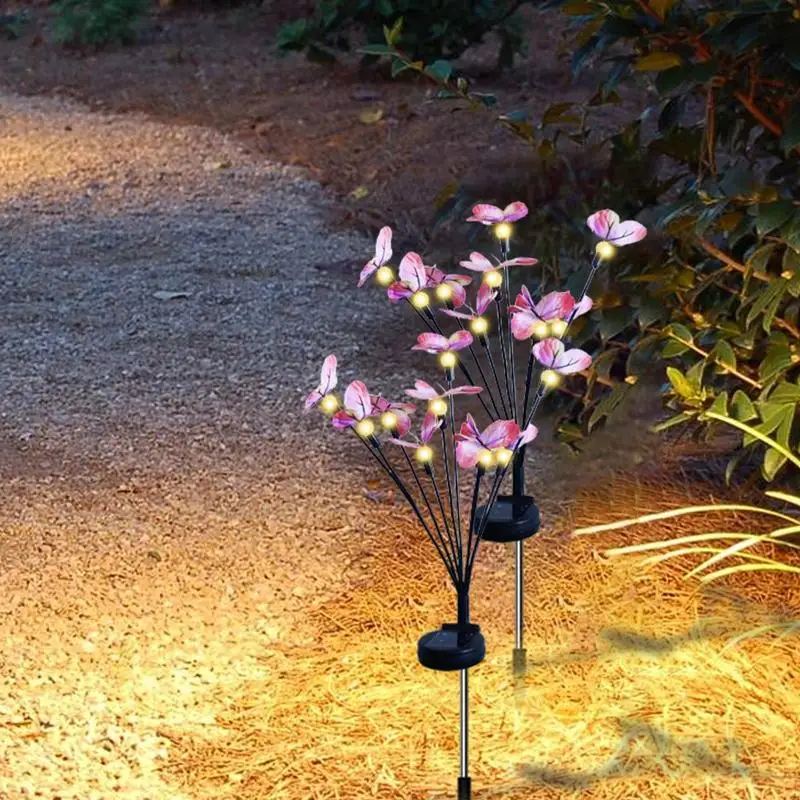 Butterfly Garden Lights 2 Pieces Butterfly Ground Light Lawn Light Butterfly Lamp Solar Power Landscape Light Outdoor 7 Light 3