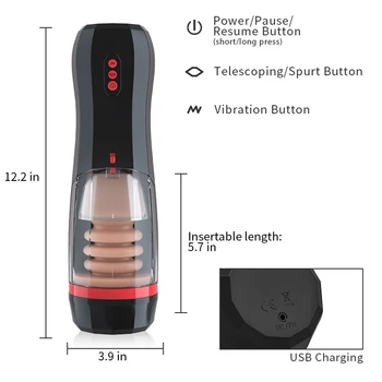 Lifelike Automatic Sucking Male Masturbation Cup Inner Telescopic Vibrator Male Masturb Vaginas For Men Sex Toy