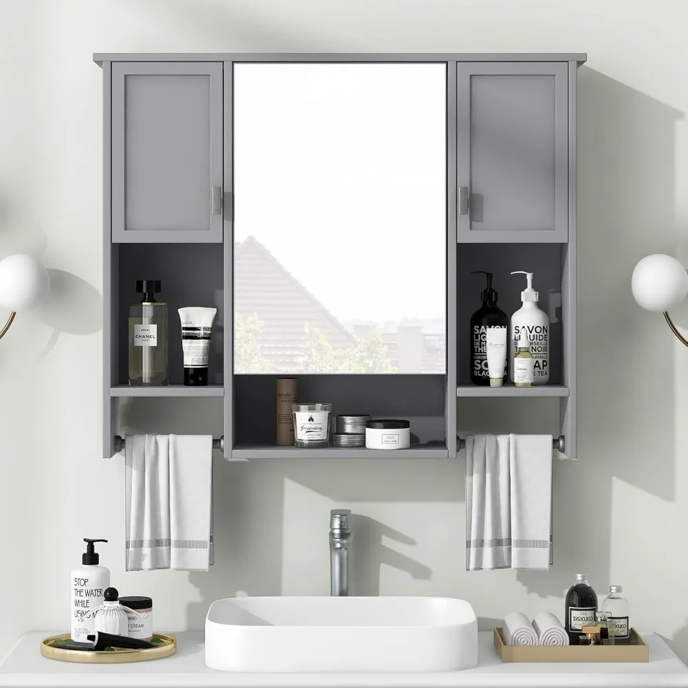 36" Solid Wood Bathroom Sink Vanity with Matching Medicine Cabinet