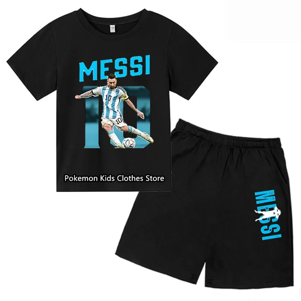 Boys Soccer Champion Summer T-Shirt & Shorts Set – Messi Style Sports Outfit