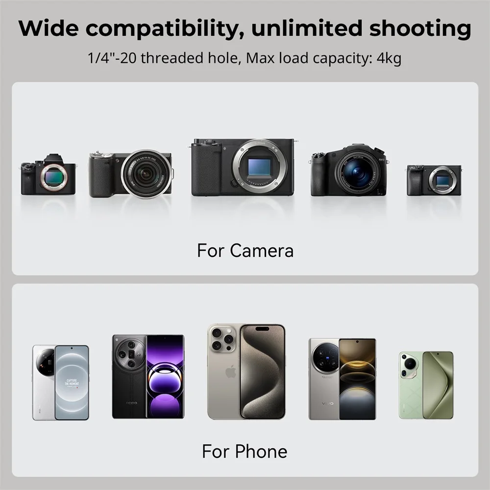 Versatile Lightweight Tripod Adjustable Portable Foldable Tripod for Camera W Sm