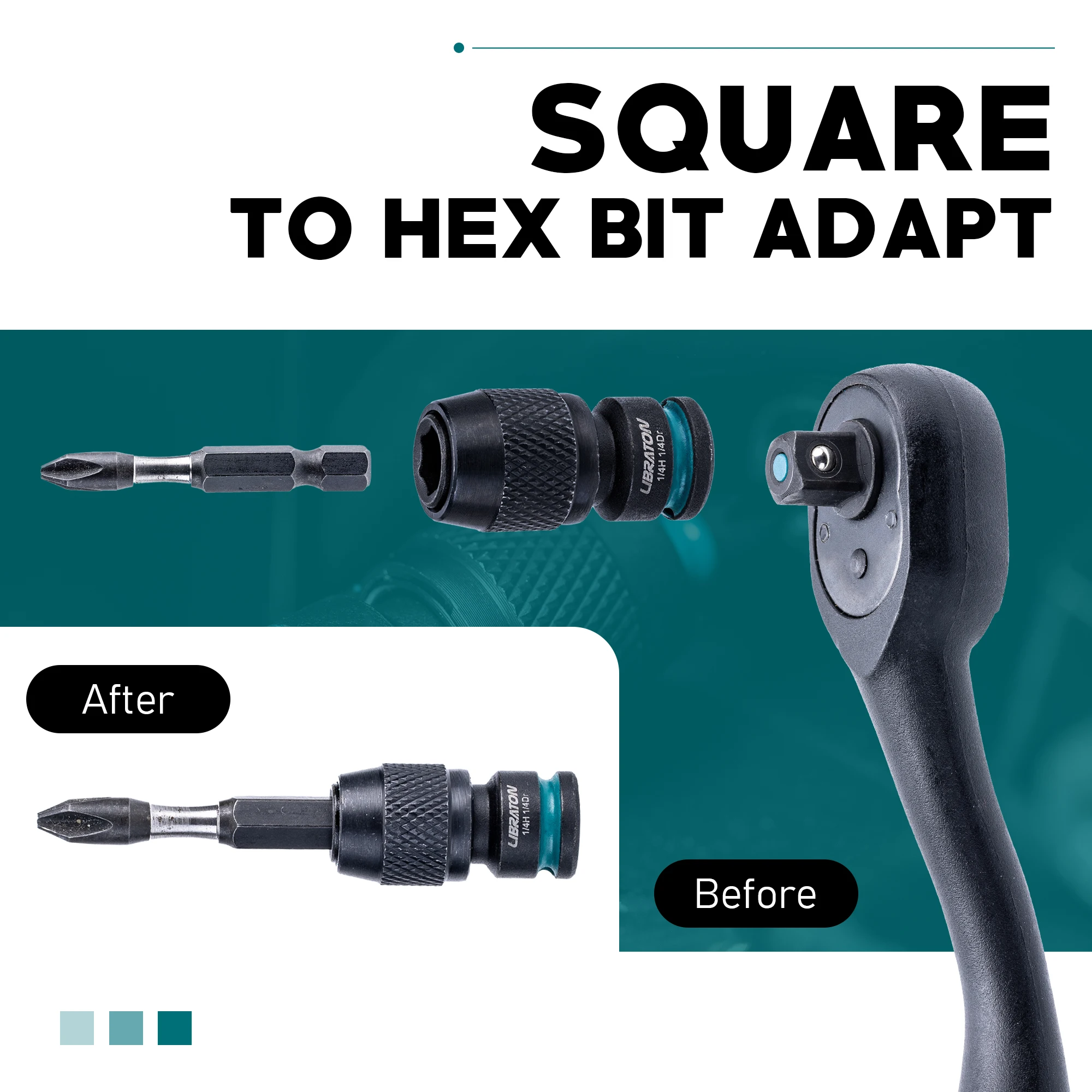 3-Piece Quick Release Impact Driver Adapter Set - 1/2" To 1/4" Hex Converter For Drills & Impact Wrenches
