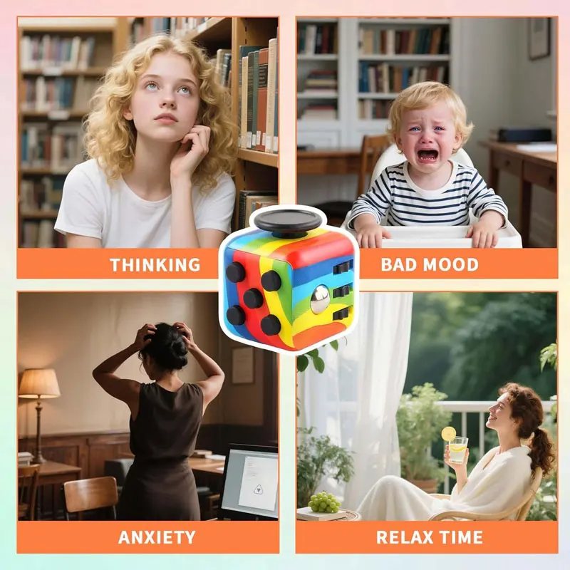 3.4CM 큐브 피젯 안티 스트레스 장난감 8가지 모델 핸드 스피너 자폐증 ADHD 불안 스트레스 해소 도구 어린이 및 성인용